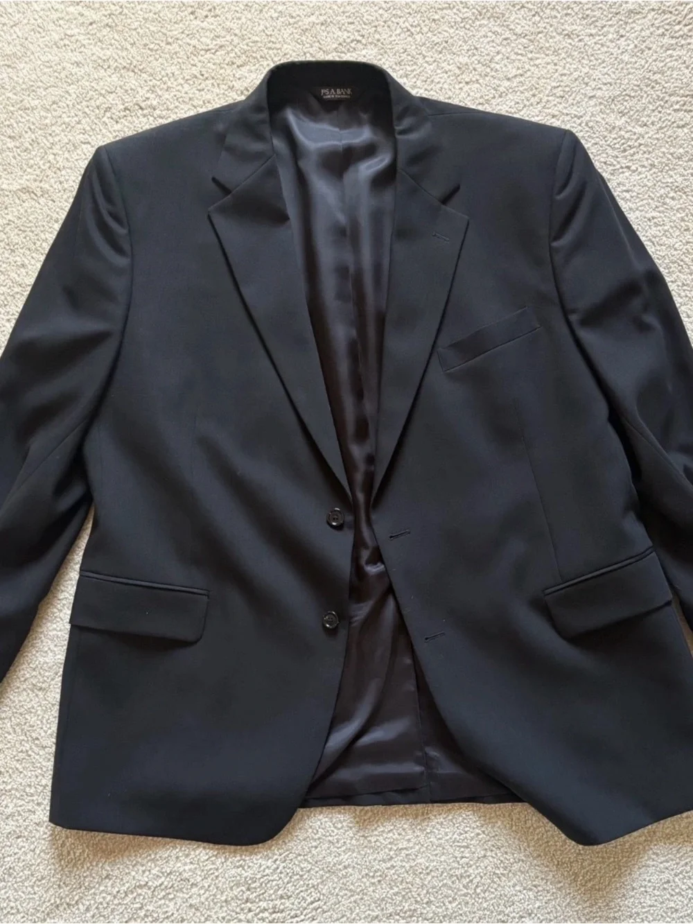 JOS A BANK Traveler's Collection Mens 46R Tailored Fit Wool Blazer Jacket Black